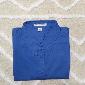 Port Authority Ladies Blue 2XL Short Sleeve Button Up Casual Dress Shirt New